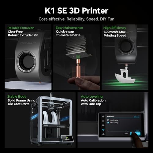 Creality K1 SE 3D Printer  600mm/s High Speed Hands Free Auto Leveling Flagship Level Direct Extruder Quick swap Tri Metal Nozzle K1 Upgrade 3D Printer  Print Size 250x220x220mm