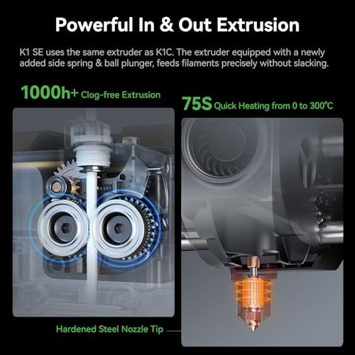 Creality K1 SE 3D Printer  600mm/s High Speed Hands Free Auto Leveling Flagship Level Direct Extruder Quick swap Tri Metal Nozzle K1 Upgrade 3D Printer  Print Size 250x220x220mm