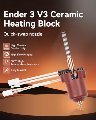 Creality Official Ender 3 V3 Plus/3 V3 Ceramic Heating Block Kit  with Integrated Nozzle  Supports 300 C High Temperature and 600mm/s High Speed Printing 60W Fast Hotend Kit