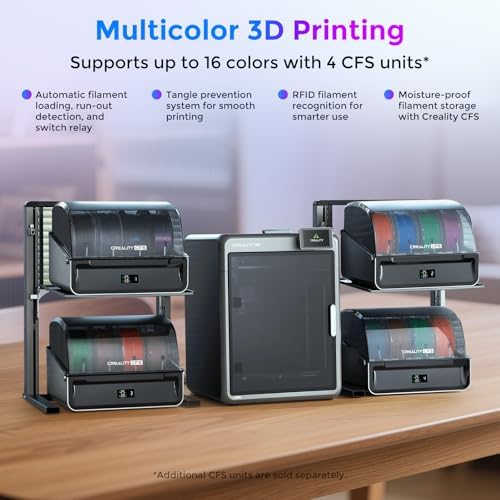 Creality Official K2 Combo A  3D Printer  Multi Color Printing with CFS  600mm/s High Speed  AI Cameras  Full Auto Leveling  Dual Z Axis  260x260x260mm Build Volume