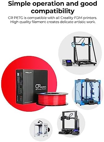 Creality PETG Filament 1 75mm  3D Printer Filament  Excellent Toughness High Precision  Odorless Non Toxic Moistureproof  Accuracy  /  0 02mm  4 Pack 1kg  Black  White  Blue  Red 