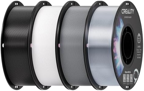 Creality PETG Filament 1 75mm  3D Printer Filament  Excellent Toughness High Precision  Odorless Non Toxic Moistureproof  Accuracy  /  0 02mm  4 Pack 1kg  Black  White  Blue  Red 