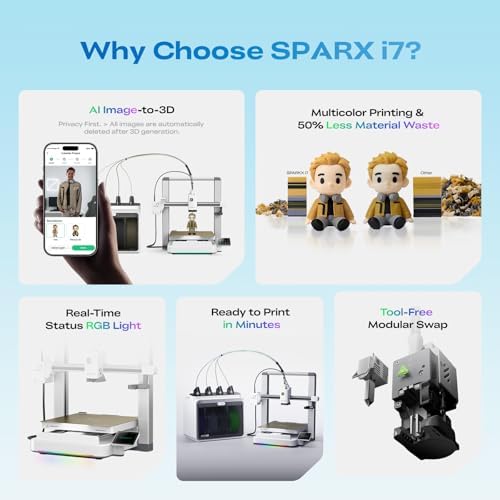 Creality SPARKX i7 Combo 3D Printer Multi Color 3D Printer with AI Camera  Auto Leveling  Auto Filament Feeding  Direct Drive Extruder  260 260 255mm Build Volume  WiFi Remote Monitoring