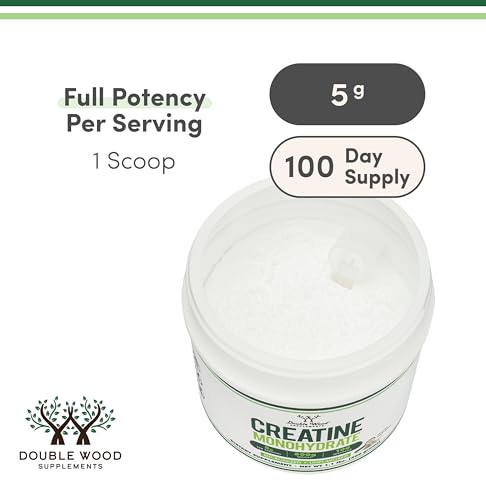 Creatine Monohydrate Powder 1 1lbs  100 Servings of 5 Grams Each   Third Party Tested Micronized Creatine Powder   with Scoop  Creatina Monohidratada  by Double Wood
