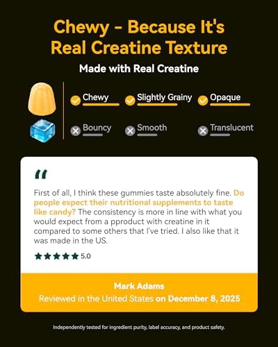 Creatine Monohydrate Gummies for Men & Women 5000 mg  3rd Party Tested  Creatine Chews for Muscle Growth  Strength & Energy Support  Sugar Free  Vegan  120 Count  Orange Lemon