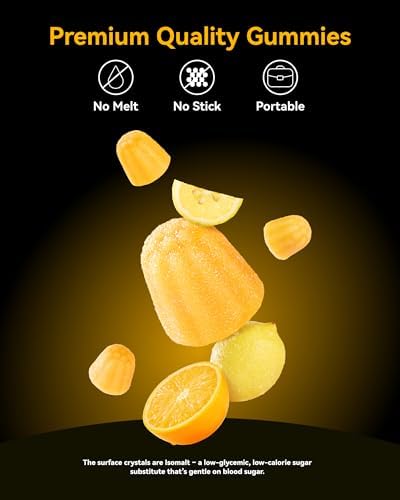 Creatine Monohydrate Gummies for Men & Women 5000 mg  3rd Party Tested  Creatine Chews for Muscle Growth  Strength & Energy Support  Sugar Free  Vegan  120 Count  Orange Lemon