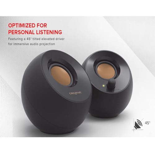 Creative Pebble 2 0 USB Powered Desktop Speakers with Far Field Drivers and Passive Radiators for Pcs and Laptops  Black