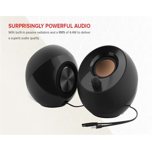 Creative Pebble 2 0 USB Powered Desktop Speakers with Far Field Drivers and Passive Radiators for Pcs and Laptops  Black