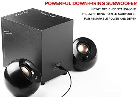 Creative Pebble Plus 2 1 USB Powered Desktop Speakers with Powerful Down Firing Subwoofer and Far Field Drivers  Up to 8W RMS Total Power for Computer PCs and Laptops  Black 