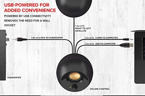 Creative Pebble Plus 2 1 USB Powered Desktop Speakers with Powerful Down Firing Subwoofer and Far Field Drivers  Up to 8W RMS Total Power for Computer PCs and Laptops  Black 