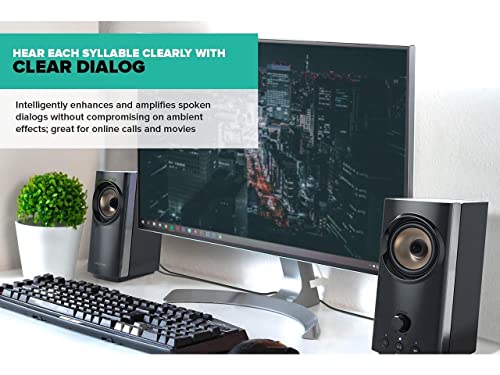 Creative Altavoces de escritorio T60 2.0 compactos de alta fidelidad con diálogo claro y sonido envolvente por Sound Blaster, audio USB-C, puertos de micrófono y auriculares, Bluetooth 5.0, hasta 60 W