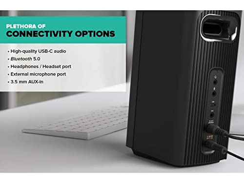 Creative Altavoces de escritorio T60 2.0 compactos de alta fidelidad con diálogo claro y sonido envolvente por Sound Blaster, audio USB-C, puertos de micrófono y auriculares, Bluetooth 5.0, hasta 60 W