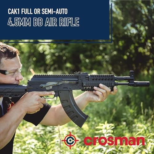Crosman CAK1 Full Auto CO2 Powered BB Air Rifle with 28 Round Magazine   Selectable Full or Semi Auto  430 FPS  Foldable Stock   Black