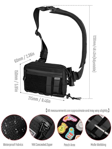 Crossbody Shoulder Bag  Nylon Multipurpose Daypack  Chest Backpack Casual Shoulder for Daily Carry  Black L3S CR Small