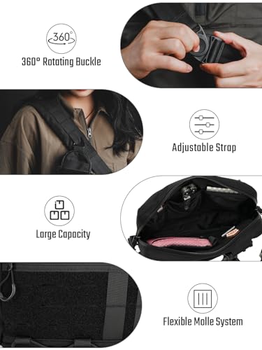 Crossbody Shoulder Bag  Nylon Multipurpose Daypack  Chest Backpack Casual Shoulder for Daily Carry  Black L3S CR Small