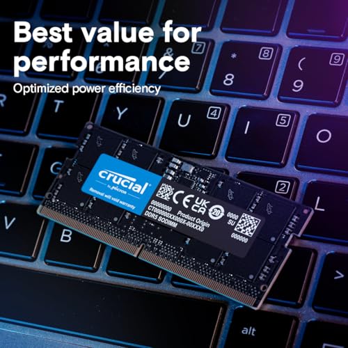 Crucial Kit de memoria RAM DDR5 para laptop de 16 GB (2 x 8 GB), 5600 MHz (o 5200 MHz o 4800 MHz), SODIMM de 262 pines, compatible con Intel Core de 13ª generación y AMD Ryzen 6000 - CT2K8G56C46S5