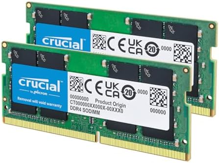 Crucial Kit RAM DDR4 de 32 GB (2 x 16 GB), 3200 MHz (PC4-25600) CL22 Memoria para portátil, SODIMM 260 Pin, Downclockable a 2933/2666MHz, compatible con Intel Core de 13ª generación y AMD Ryzen 7000