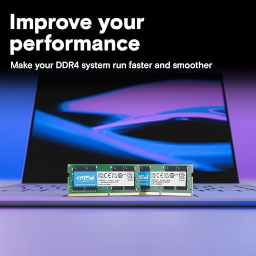 Crucial Kit RAM DDR4 de 32 GB (2 x 16 GB), 3200 MHz (PC4-25600) CL22 Memoria para portátil, SODIMM 260 Pin, Downclockable a 2933/2666MHz, compatible con Intel Core de 13ª generación y AMD Ryzen 7000