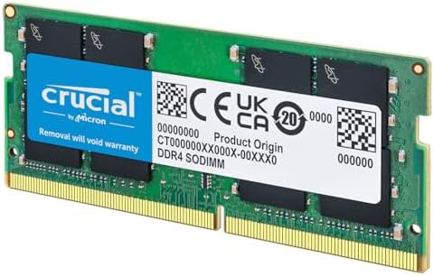 Crucial Kit RAM DDR4 de 32 GB (2 x 16 GB), 3200 MHz (PC4-25600) CL22 Memoria para portátil, SODIMM 260 Pin, Downclockable a 2933/2666MHz, compatible con Intel Core de 13ª generación y AMD Ryzen 7000