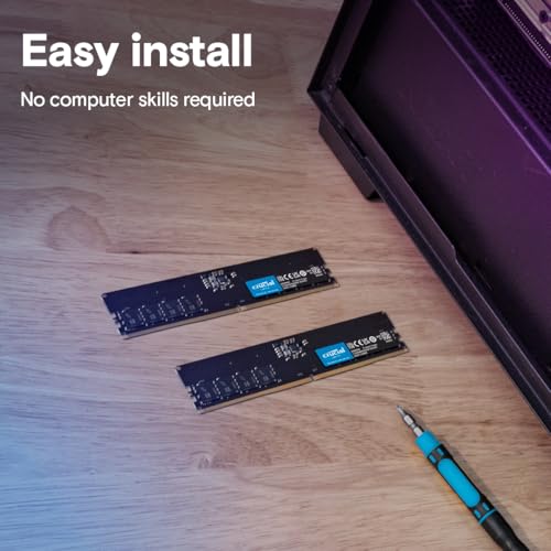 Crucial Memoria de escritorio DDR5 RAM de 64 GB de 5600 MHz (o 5200 MHz o 4800 MHz), UDIMM de 288 pines, compatible con los últimos Intel Core Ultra y AMD Ryzen 8000 y superiores, CT64G56C46U5