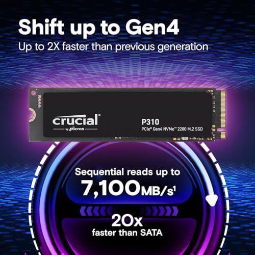 Crucial P310 1TB 2280 PCIe Gen4 3D NAND NVMe M 2 SSD   Up to 7 100 MB/s   Shift up to Gen4  with Acronis Offer  Internal Solid State Drive  PC    CT1000P310SSD801