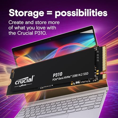 Crucial P310 1TB SSD  PCIe Gen4 NVMe M 2 2280  Up to 7 100MB/s  for Laptop  Desktop  PC   & Handheld Gaming Consoles  Includes Acronis Data Recovery Software  Solid State Drive   CT1000P310SSD801