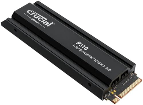Crucial P310 2280 1TB PCIe Gen4 NVMe Gaming PS5 SSD with Heatsink  Up to 7 100MB/s  PlayStation5  Laptop & Desktop  PC  Compatible  Solid State Drive   CT1000P310SSD5 01