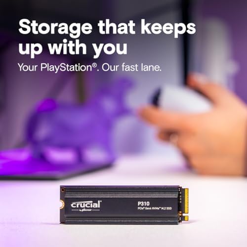Crucial P310 2280 1TB PCIe Gen4 NVMe Gaming PS5 SSD with Heatsink  Up to 7 100MB/s  PlayStation5  Laptop & Desktop  PC  Compatible  Solid State Drive   CT1000P310SSD5 01