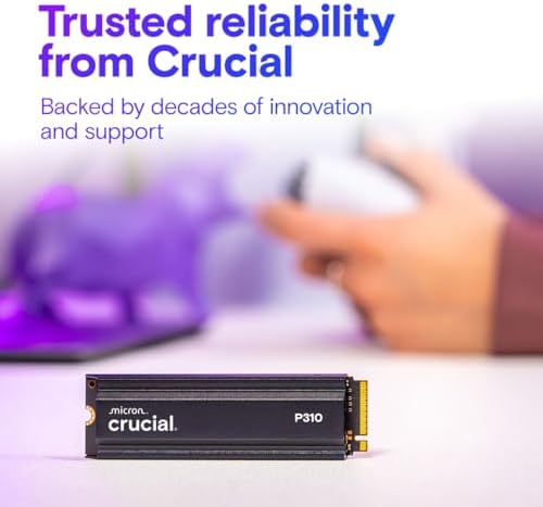 Crucial P310 2280 4TB PCIe Gen4 NVMe Gaming PS5 SSD with Heatsink  Up to 7 100MB/s  PlayStation5  Laptop & Desktop  PC  Compatible  Solid State Drive   CT4000P310SSD5 01