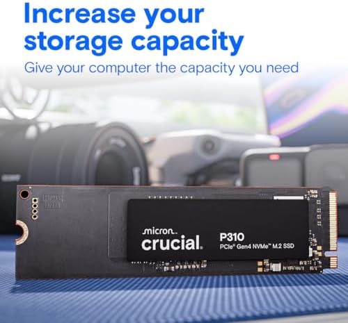 Crucial P310 SSD de 500 GB, PCIe Gen4 NVMe M.2 2280, hasta 6,600 MB/s, para computadoras portátiles, de escritorio (PC) y consolas de juegos portátiles, incluye software de recuperación de datos