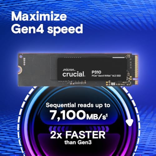Crucial P310 500GB SSD  PCIe Gen4 NVMe M 2 2280  Up to 6 600MB/s  for Laptop  Desktop  PC   & Handheld Gaming Consoles  Includes Acronis Data Recovery Software  Solid State Drive   CT500P310SSD801