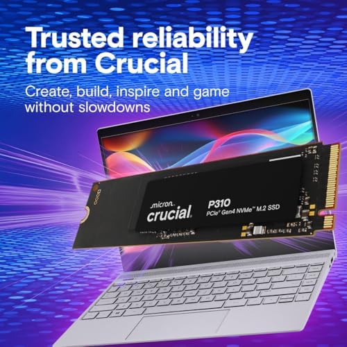 Crucial P310 500GB SSD  PCIe Gen4 NVMe M 2 2280  Up to 6 600MB/s  for Laptop  Desktop  PC   & Handheld Gaming Consoles  Includes Acronis Data Recovery Software  Solid State Drive   CT500P310SSD801