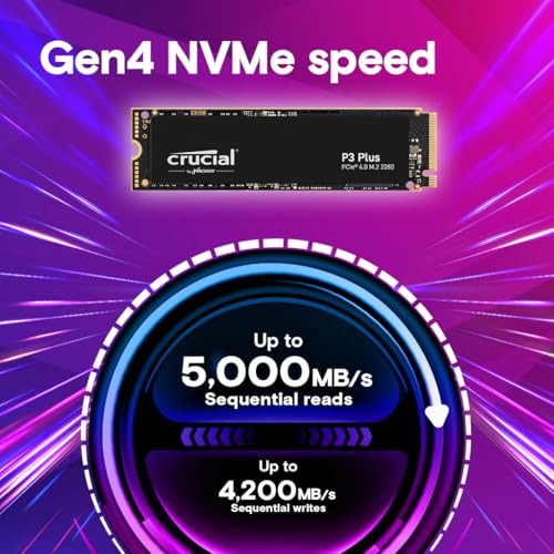 Crucial P3 Plus 4TB PCIe Gen4 3D NAND NVMe M 2 SSD  up to 5000MB/s   CT4000P3PSSD8