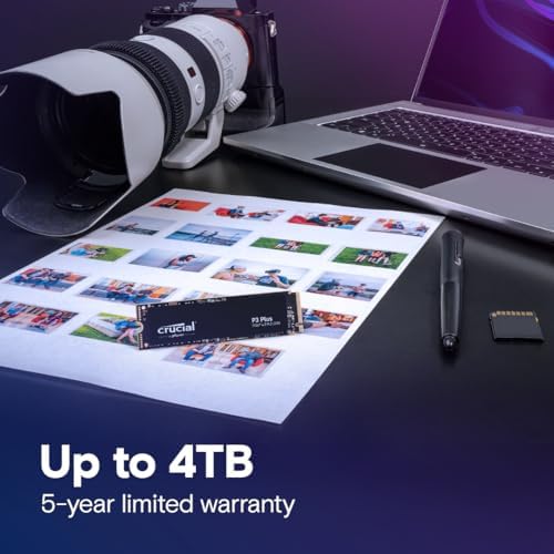 Crucial P3 Plus PCIe Gen4 NVMe 2TB SSD  Up to 5 000MB/s Read  Laptop & Desktop  PC  Compatible  Solid State Drive   CT2000P3SSD8
