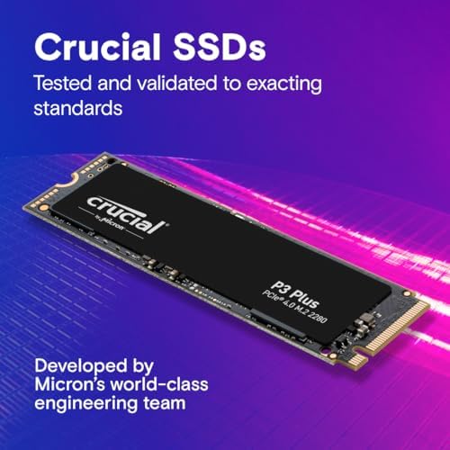 Crucial P3 Plus PCIe Gen4 NVMe 2TB SSD  Up to 5 000MB/s Read  Laptop & Desktop  PC  Compatible  Solid State Drive   CT2000P3SSD8