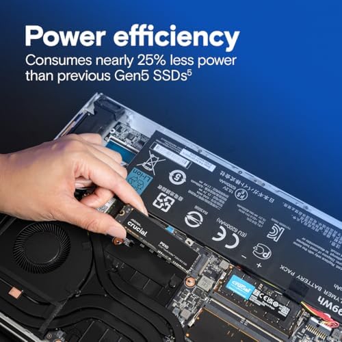 Crucial P510 PCIe Gen5 NVMe 2TB SSD  Up to 10 000MB/s  TLC NAND  Laptop & Desktop  PC  Compatible  for Gamers & Creatives  Solid State Drive   CT2000P510SSD8 01