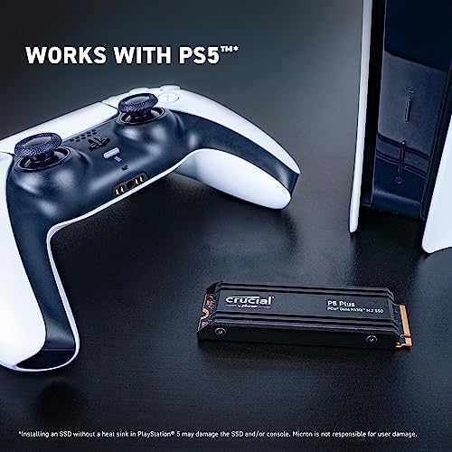 Crucial P5 Plus 2TB Gen4 NVMe M 2 SSD Internal Gaming SSD with Heatsink  Compatible with PlayStation 5 PS5    up to 6600MB/s   CT2000P5PSSD5