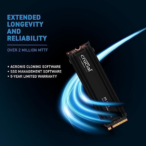 Crucial P5 Plus 2TB Gen4 NVMe M 2 SSD Internal Gaming SSD with Heatsink  Compatible with PlayStation 5 PS5    up to 6600MB/s   CT2000P5PSSD5