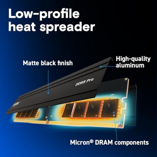 Crucial Pro 32GB DDR5 RAM Kit  2x16GB   6000MHz  or 5600MHz or 5200MHz or 4800MHz  Desktop Memory UDIMM 288 pin  Compatible with 13th Gen Intel Core and AMD Ryzen 7000   CP2K16G60C48U5