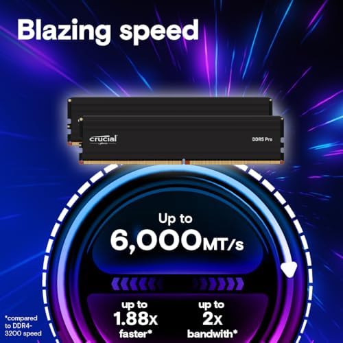 Crucial Pro 64GB DDR5 RAM Kit  2x32GB   5600MHz  or 5200MHz or 4800MHz  Desktop Memory UDIMM 288 pin  Compatible with 13th Gen Intel Core and AMD Ryzen 7000   CP2K32G56C46U5