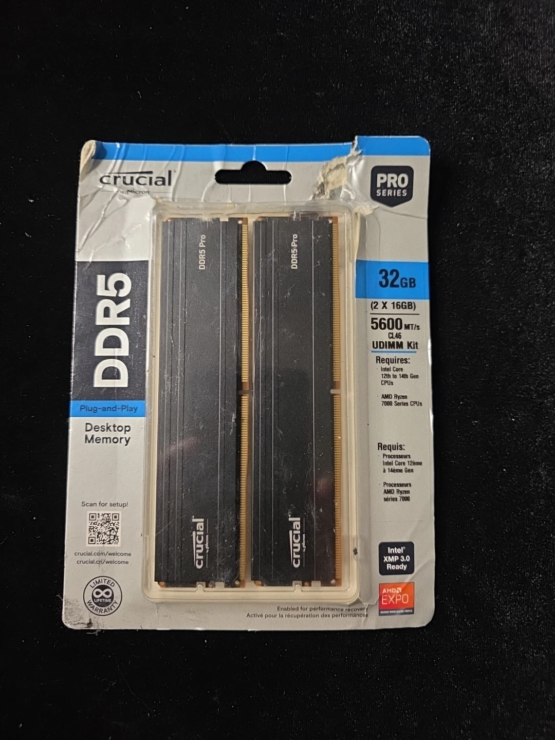 Crucial Pro DDR5 5600 32GB  2x16GB  Desktop Memory RAM Micron Chip tested