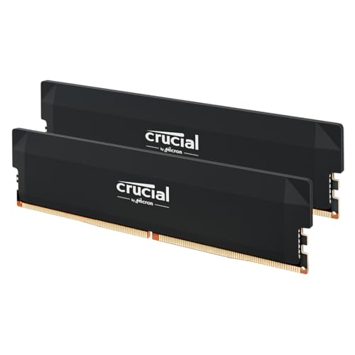 Crucial Pro DDR5 RAM 64 GB Kit (2 x 32 GB) 6400 MHz CL40, memoria para juegos de sobreaceleración de escritorio, compatible con Intel XMP 3.0 y AMD Expo, negro CP2K32G64C40U5B