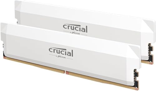 Crucial Pro DDR5 RAM 32GB Kit  2x16GB  6400MHz CL38  Overclocking Desktop Gaming Memory  Intel XMP 3 0 & AMD Expo Compatible   White CP2K16G64C38U5W