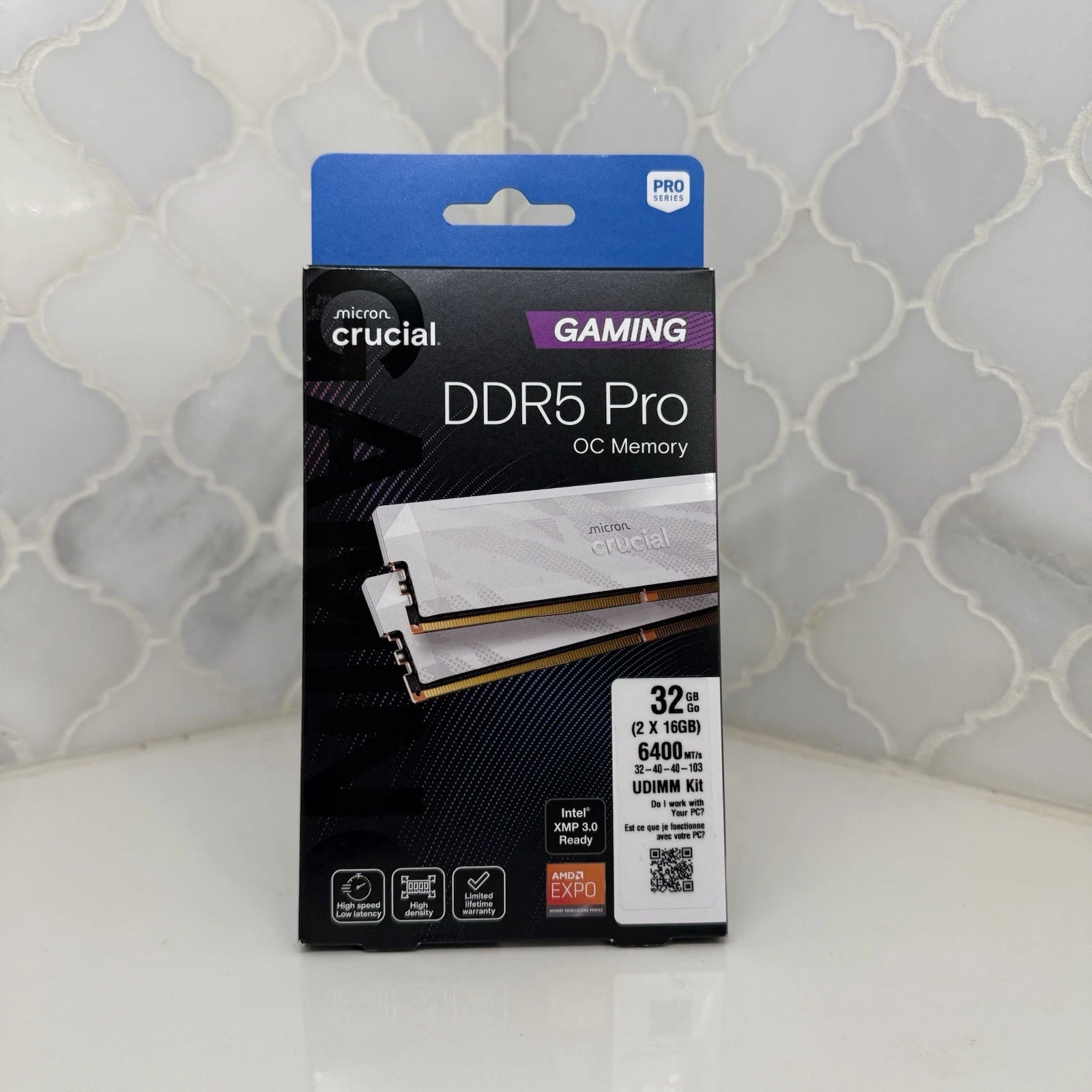 Crucial Pro DDR5 RAM 32GB Kit  2x16GB  6400MHz CL32  Overclocking   White XMP