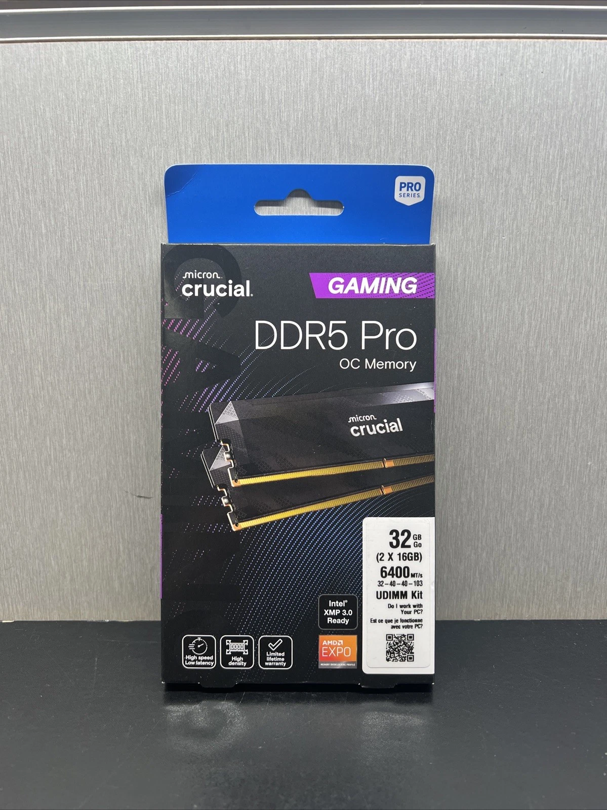 Crucial Pro DDR5 RAM 32GB Kit  2x16GB   6400MHz CL32 40 40 103 XMP/EXPO   BLACK