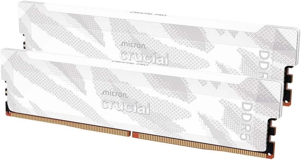 Crucial Pro DDR5 RAM 32GB Kit 2x16GB 6400MHz CL32 OC Desktop XMP AMD Expo WHITE