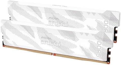 Crucial Pro DDR5 RAM 32GB Kit  2x16GB  6400MHz CL38  Overclocking Desktop Gaming Memory  Intel XMP 3 0 & AMD Expo Compatible   White CP2K16G64C38U5W