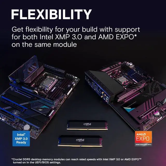 Crucial Pro Overclocking 64GB  2 x 32GB  DDR5 6000  PC5 48000  Desktop Memory Model CP2K32G60C40U5B