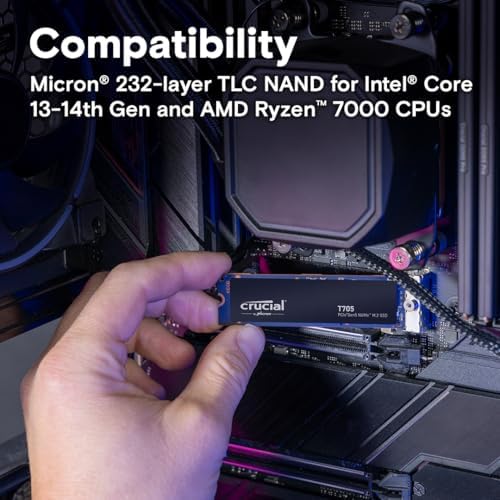 Crucial T705 2TB PCIe Gen5 NVMe M 2 SSD   Up to 14 500 MB/s   Game Ready   Internal Solid State Drive  PC     1mo Adobe CC   CT2000T705SSD3