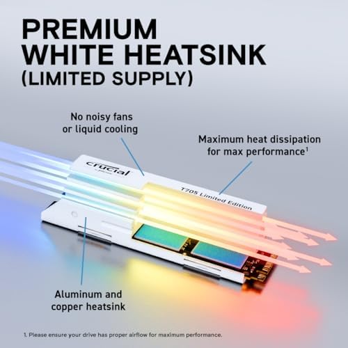 Crucial T705 2TB PCIe Gen5 NVMe M 2 SSD   Up to 14 500 MB/s   Game Ready   Internal Solid State Drive  PC     1mo Adobe CC   CT2000T705SSD3